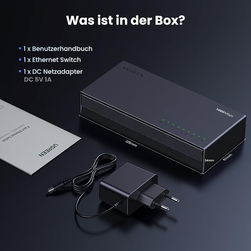 LAN Switch Gigabit Netzwerk Switch, Plug & Play (8 Port)