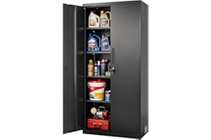 VEVOR Metal Storage Cabinet, 68.9 in Lockable Steel Garage Cabinet with 4 Adjustable Shelves, 2 Magnetic Doors, 2 Keys, 5 Tie