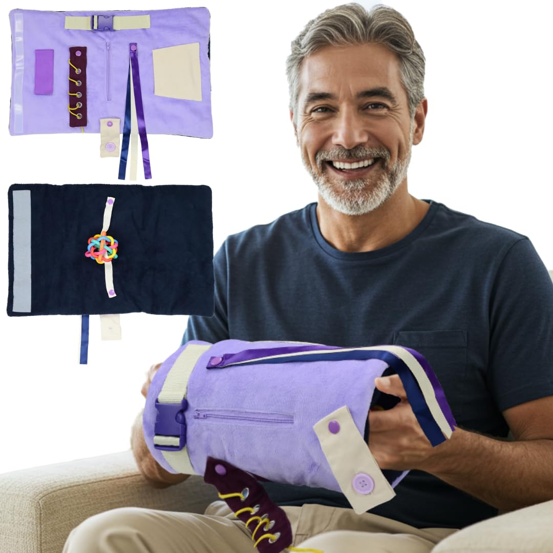 Modaliv 2-in-1 Sensory Fidget Blanket & Activity Mat for Alzheimer’s & Dementia | Calming Tactile Stimulation for Anxiety, Restlessness & Agitation | Keeps Hands Busy for Elderly – Lilac