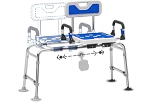 Drseats Sliding Shower Chair with Arms and Back, 500lbs Tub Transfer Benches with Non Slip Aluminum Body and Suction Cups Adjustable Height Bath Seats for Seniros Elderly Disabled or Bariatric Adults