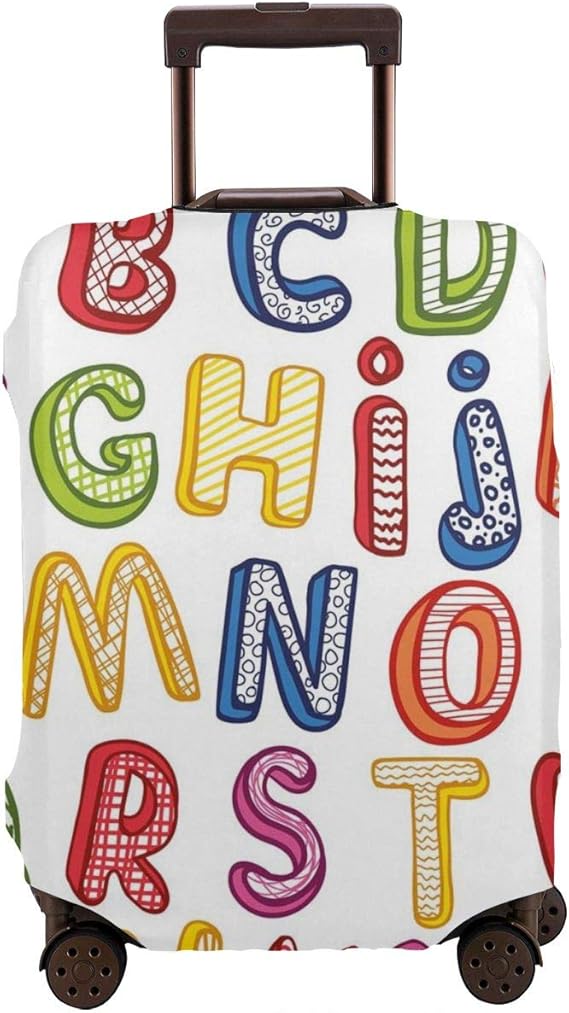 Travel Luggage Cover,Hand Drawn Colorful 3D Style ABC Letters With