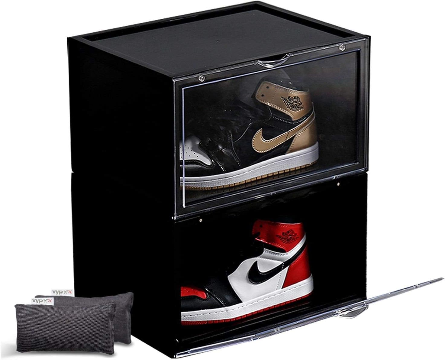 Drop Front Shoe Box 2Pack Shoe Storage Box Transparent