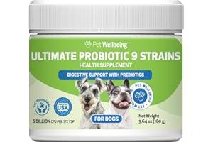 Pet Wellbeing Ultimate Probiotic 9 Strains for Dogs with Prebiotics - Supports the Microbiome, Healthy Digestion, Immune Syst