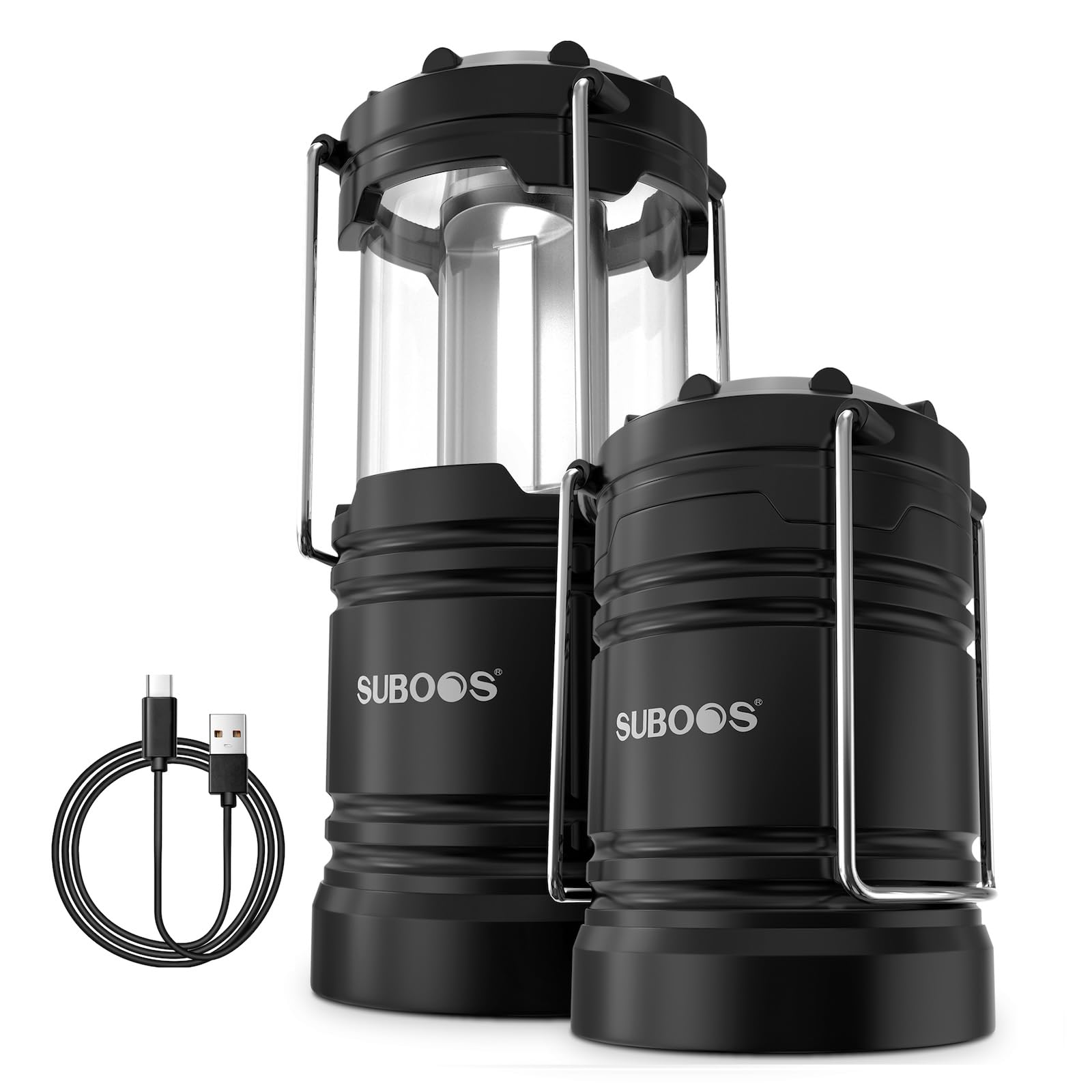 SUBOOS Rechargeable Camping Lanterns – Solar & Battery Powered Camping Light Lamp, Magnetic Base, Hanging Hook for Tent, Camp Accessories Portable for Emergency, Power Cuts
