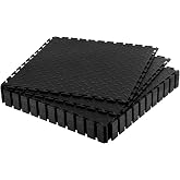 VEVOR Garage Floor Tiles 20.2 x 20.2 x 0.2 inch, Interlocking Ease of Installation Diamond Plate Slip-Resistant Texture Non-Slip Sturdiness, for Garages, Warehouse, Tool Room, Black, 16 Pack