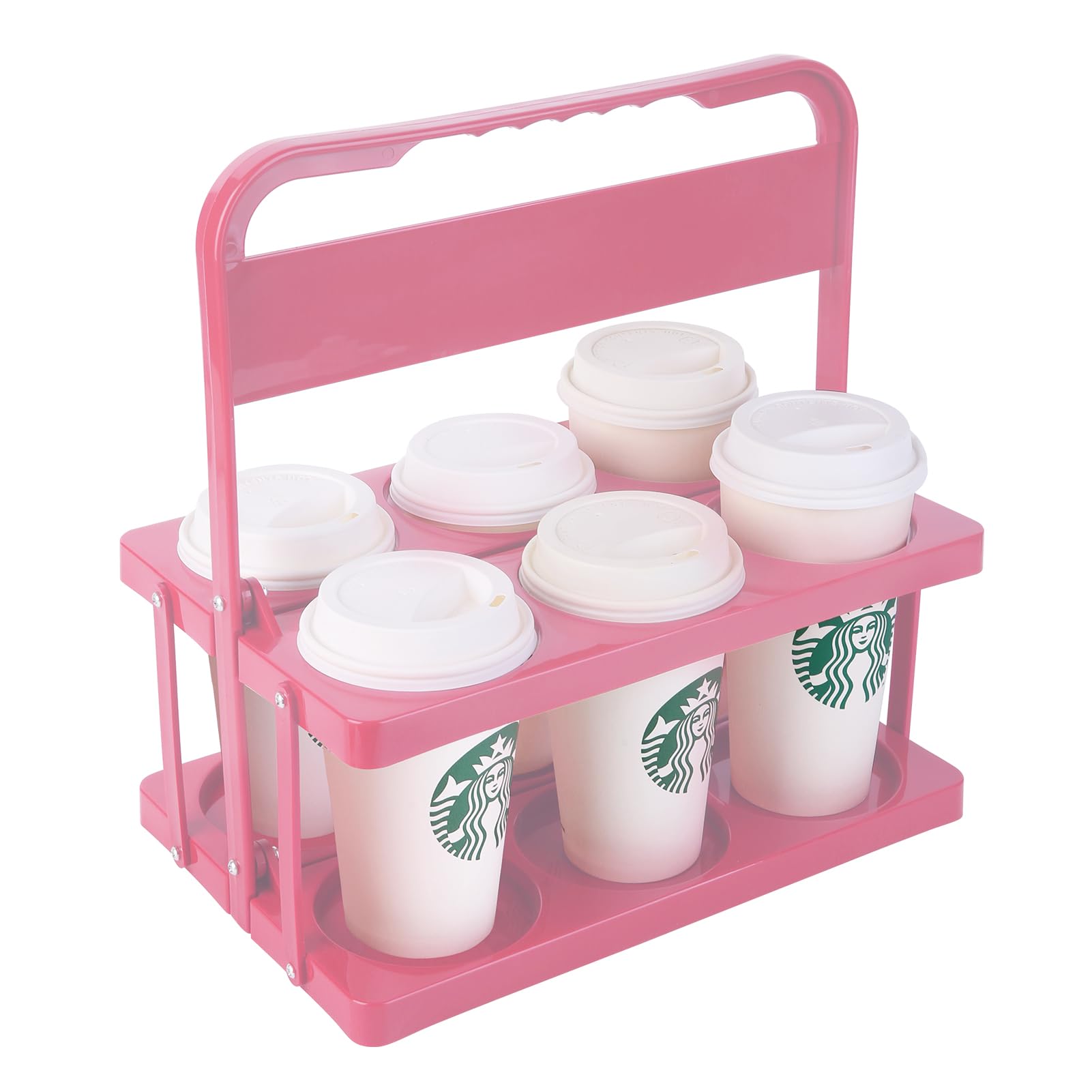Photo 1 of Reusable Drink Carrier with Handle for Doordash, Grubhub, Portable Cup/Coffee Holder Accessories for Delivery, Foldable Drinks Caddy with Tray, Car Durable Plastic Festive Bottle, Vacation Container