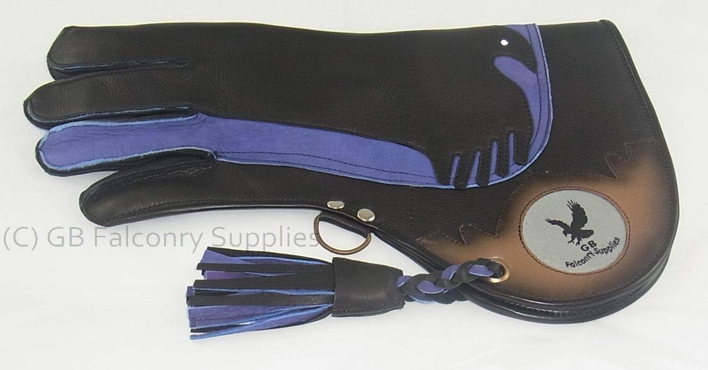 Triple Skinned Falconry glove (Premier range) LARGE size (BLACK AND BLUE)