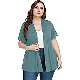 LARACE Short Sleeve Cardigans for Womens Summer Tops Casual Plus Size Open Front Lightweight Cover Up