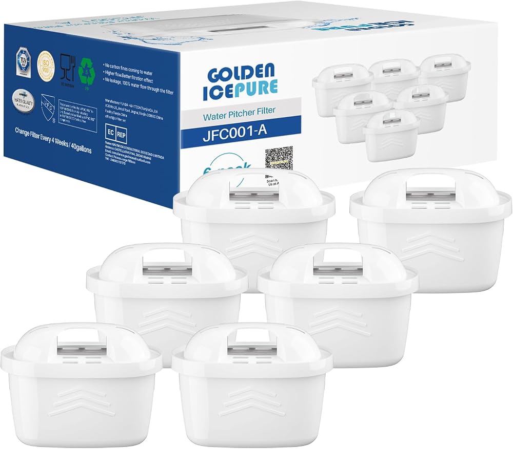 GOLDEN ICEPURE 6 Pack Water Filter Cartridges for Brita Maxtra+ Marella