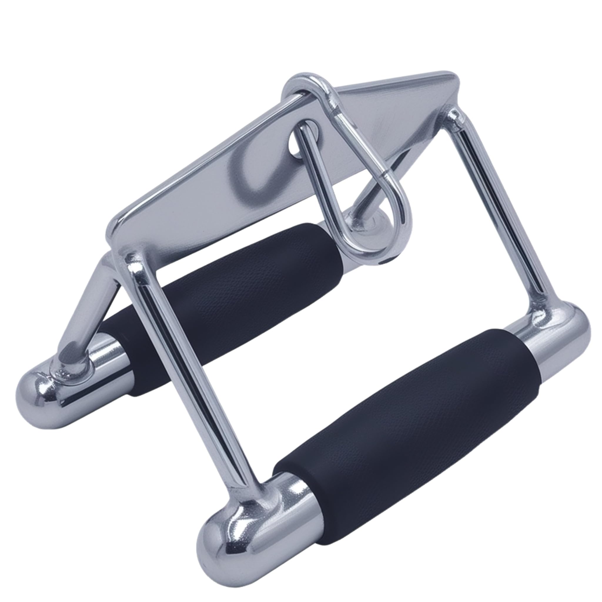 Deluxe LAT Pull Down Bar, Strength Training Deluxe Single Double D Handle Tricep Rope, V-Shaped Rotating Straight Press Down Bar for Weight Workout, Cable Machine Accessories (Rubber)