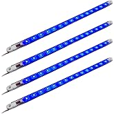 Vcanuplms 12" Blue LED Boat Strip Light, Waterproof Marine Interior Lights | 4pcs 12V strip lights, blue ambient lighting. Fits yacht, fishing boat, pontoon. Easy peel-and-stick installation.