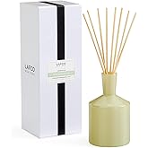 LAFCO New York Classic Reed Diffuser, Wild Honeysuckle - 6 oz - Up to 3 Months Fragrance Life - Reusable Glass Vessel - Natural Wood Reeds - Made in The USA