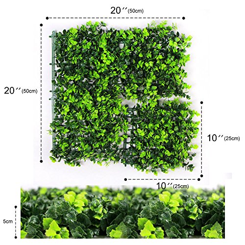 ULAND Artificial Hedges Panels, Outdoor Greenery Ivy Privacy Fence Screening, Home Garden Wedding Decoration (6, A019 Light Green)