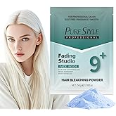 PURESTYLE Professional Ammonia-Free Hair Bleach Powder Packets 50g, Over 9 Levels Blue Fade Technology, Dust-Free &amp; Fragrance Formula Fading Powder, Gentle Quick Bleach Lightener for Dark Hair