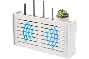 OVECIOPO Router Shelf Wall Mount WiFi Router Box Hider Modem Cover with Cable Management Power Strip Organizer Storage Box Mu