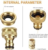 Uni-Fine Brass Garden Hose Quick Connector Kit 1/2" 3/4" 2-in-1 Tap Faucet End view 6