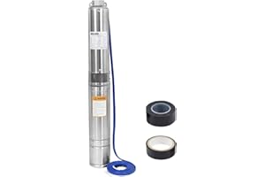 WASSERMANN 4" Deep Well Submersible Pump with 10FT Cable,1HP,115V/60HZ,34GPM,196FT Head,Stainless Steel Single-Phase Water Well Pump for Cities Farmland Irrigation and Home Use