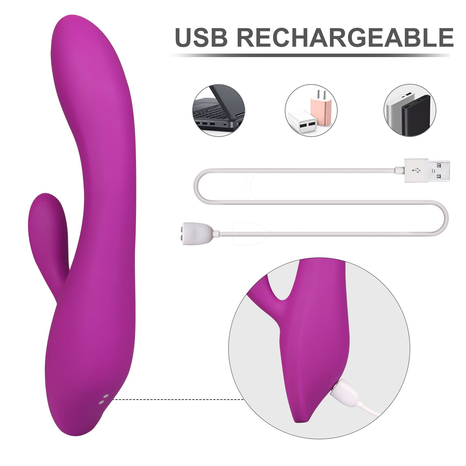 G-Spot Rabbit Vibrator, Clitoral Stimulator Waterproof Rechargeable Powerful Vibrating Dildo with 10 Vibration Modes Adult Sex Toys for Women Vagina Clitoris Stimulation(Purple)