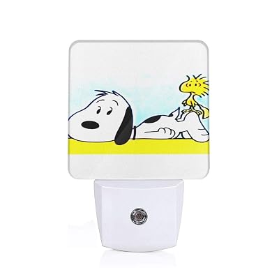 Meirdre Plug in Night Light - Snoopy Woodstock Warm White LED Nightlight with Automatic Dusk-to-Dawn Sensor