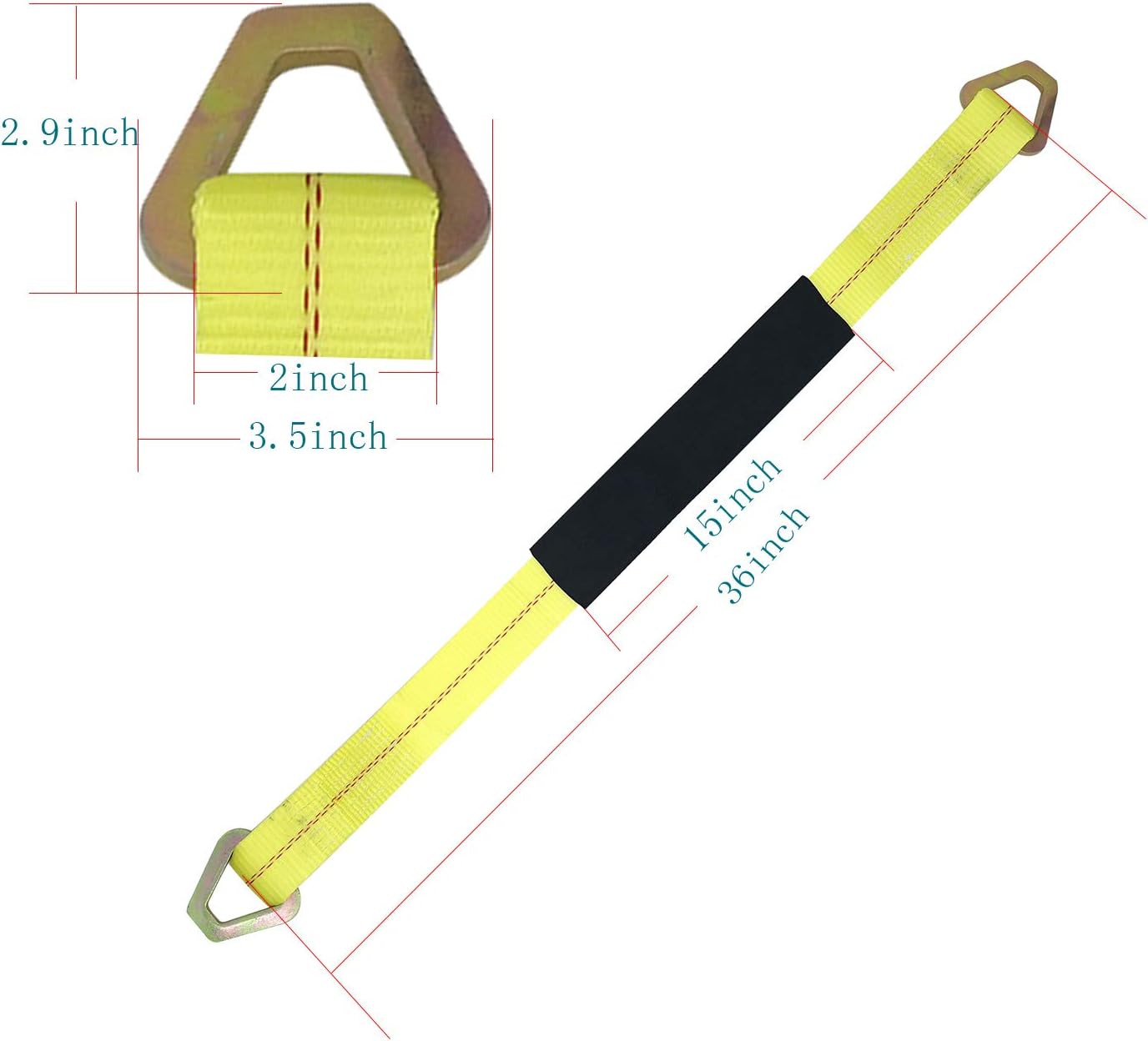 KJE Axle Tie Down Strap, 2"X36" Premium Axle Tie Down Strap with D-Ring Up to 10000lbs Capacity and Protective Sleeve-High Tension Proof & Heavy-Duty: Automotive