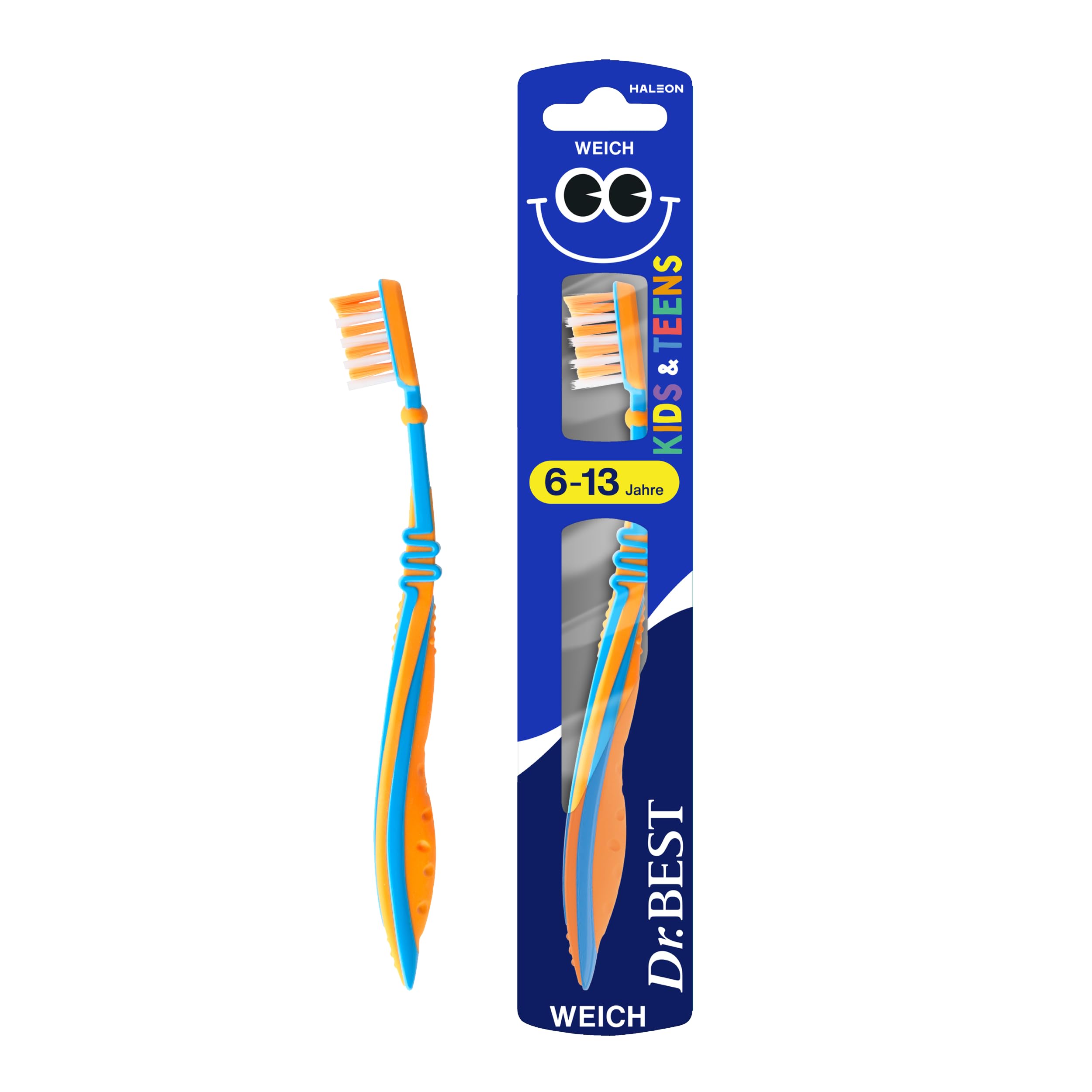 Dr.BEST Kids & Teens Zahnbürste, 6 bis 13 Jahre, Weich, 1 Stück, mit 4 Vorteilen für neue, bleibende Zähne, Farbe kann nicht ausgewählt werden