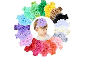 jollybows 18pcs Baby Girls Headband Chiffon Flower Soft Stretchy Hair Band Hair Accessories for Baby Girls Newborns Infants Toddlers and Kids