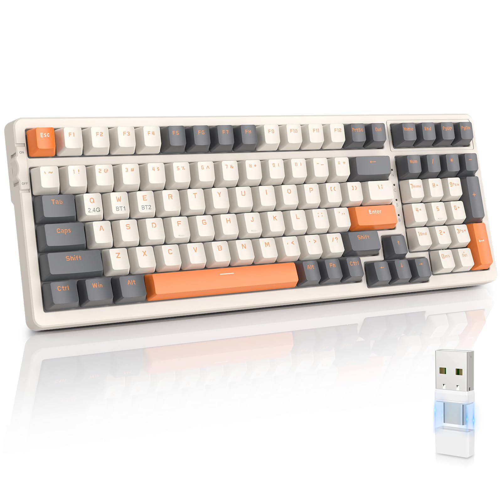 MAGIC-REFINER RK96 Wireless Mechanical Keyboard, Apex Pro TKL Gaming Keyboard, 2.4Ghz/Bluetooth 5.0 Dual Mode 2-in-1 Receiver 100 Key Hot Swappable Linear Red Switch for PC/MAC/Tablet