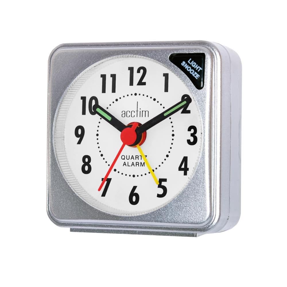 Acctim "Ingot Travel Alarm Clock, Silver, Mini