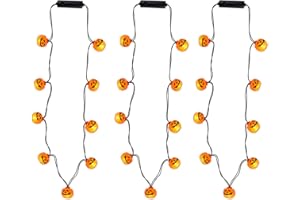 COVFEVER Halloween Eve Costume Party Accessories, 3Pcs Lighted up 3D Necklace for Trick or Treat Door to Door Parade Procession