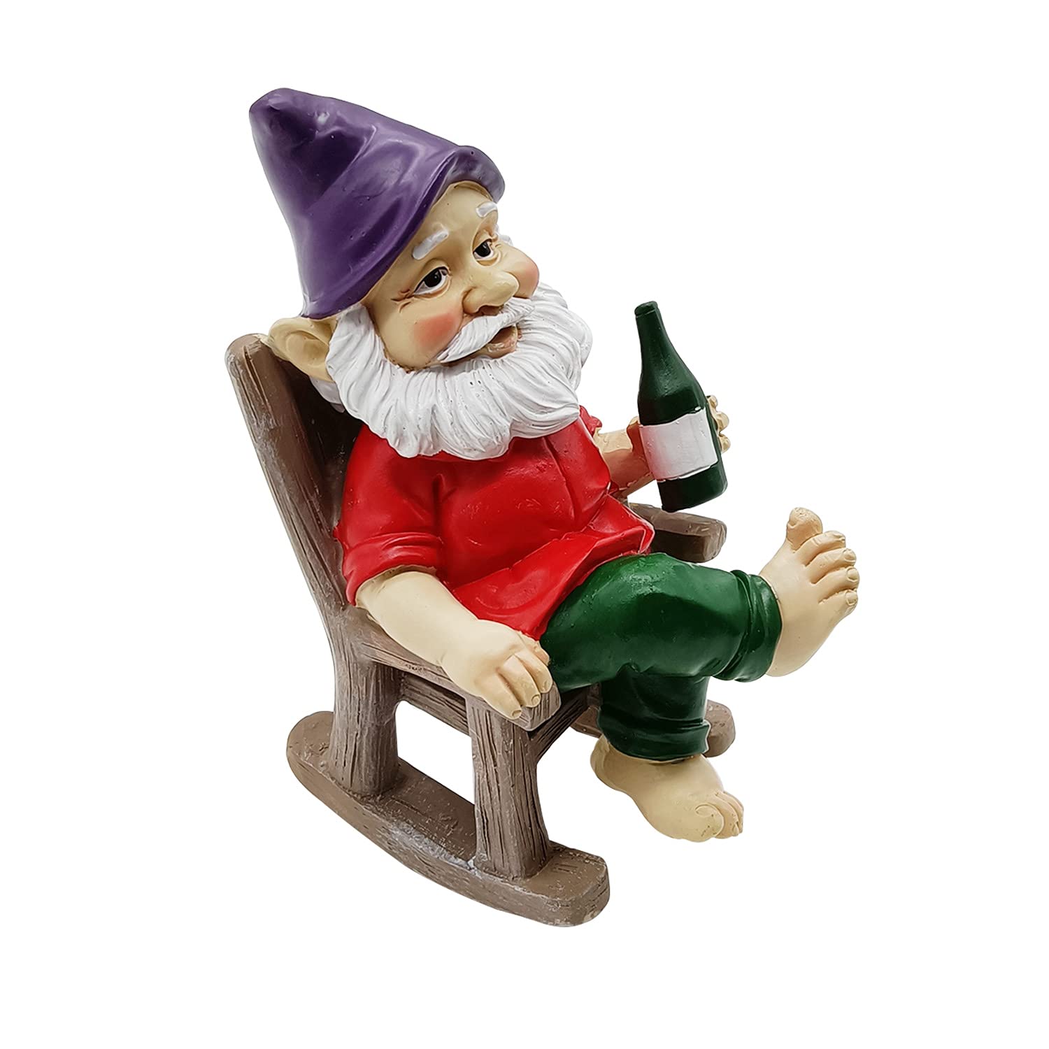 Outdoor Funny Garden Gnomes Decoration Statue Dwarf Figurines Ornament Resin Sculpture Rocking Chair Drinking Gnome Statue For Pation Yard Lawn Indoor Tabletop Home