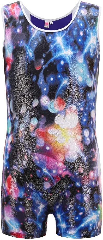 Hougood Gymnastic Leotards for Girls Ballet Dance Bodysuit Stripes Diamond Ballet Leotard Dance Costumes Gymnastics Jumpsuit Dancewear Age 3-14 Years