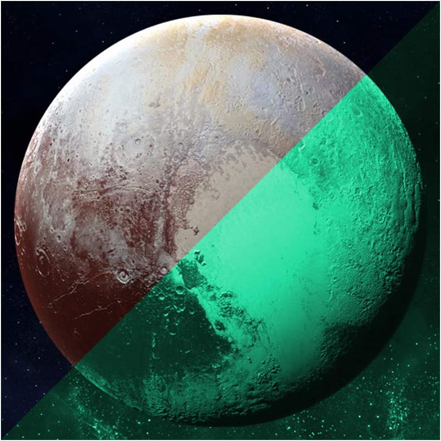 lumentics Wall Sticker Pluto - Glow in The Dark Wall Sticker. Photoluminescent, Adhesive Planet Wall Printing. (30cm)
