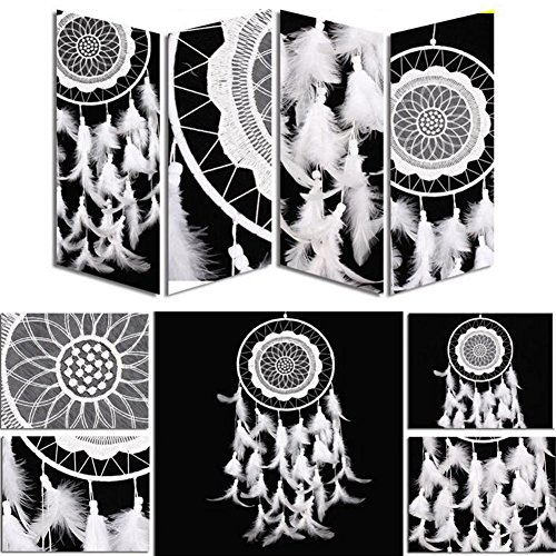 Malicosmile Dream Catchers White for Bedroom, Handmade Hanging Decorations White Feather Dreamcatcher Mobile - Thumbnail 2