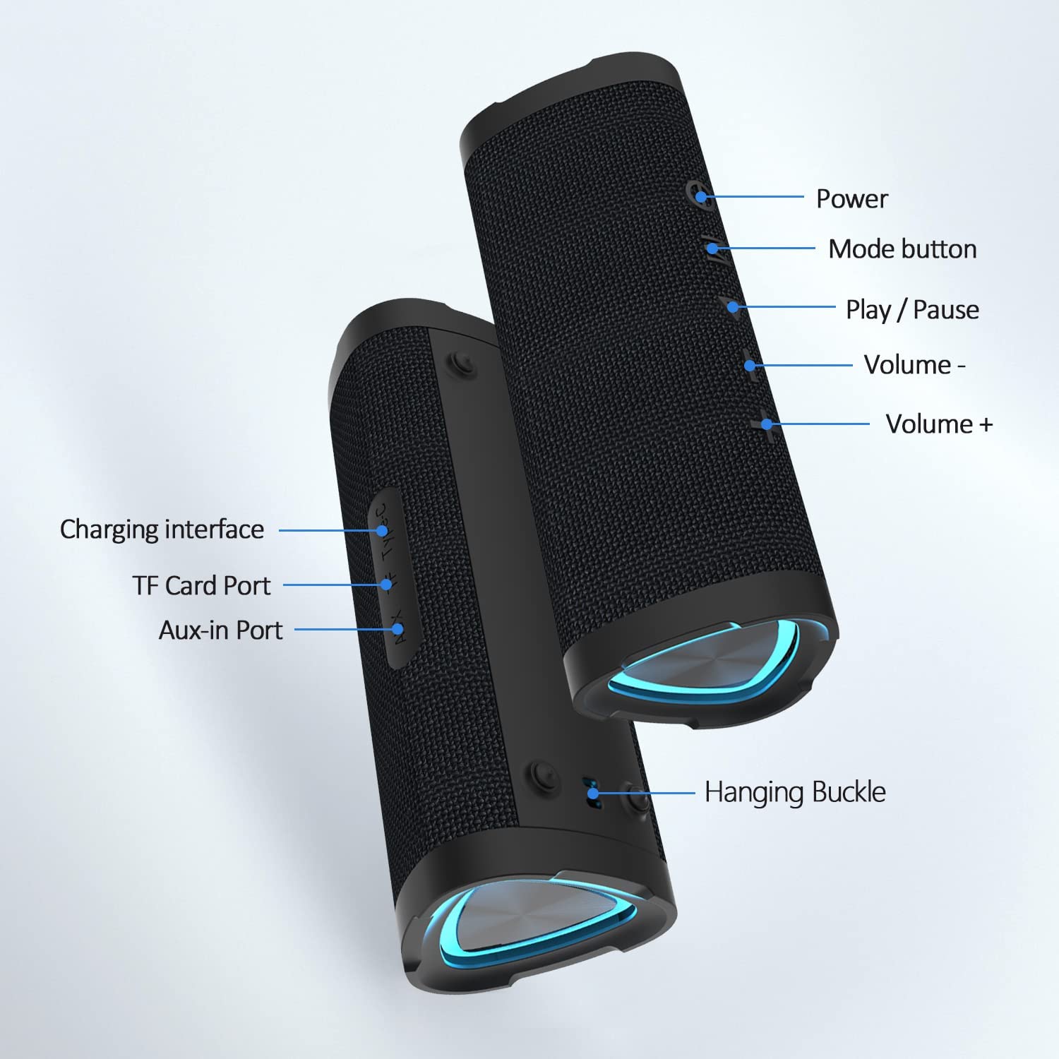 Vanzon V40 Portable Wireless Speaker V5.0 with 24W Loud Stereo Sound, 24H Playtime, TWS & IPX7 Waterproof, Suitable for Travel, Home