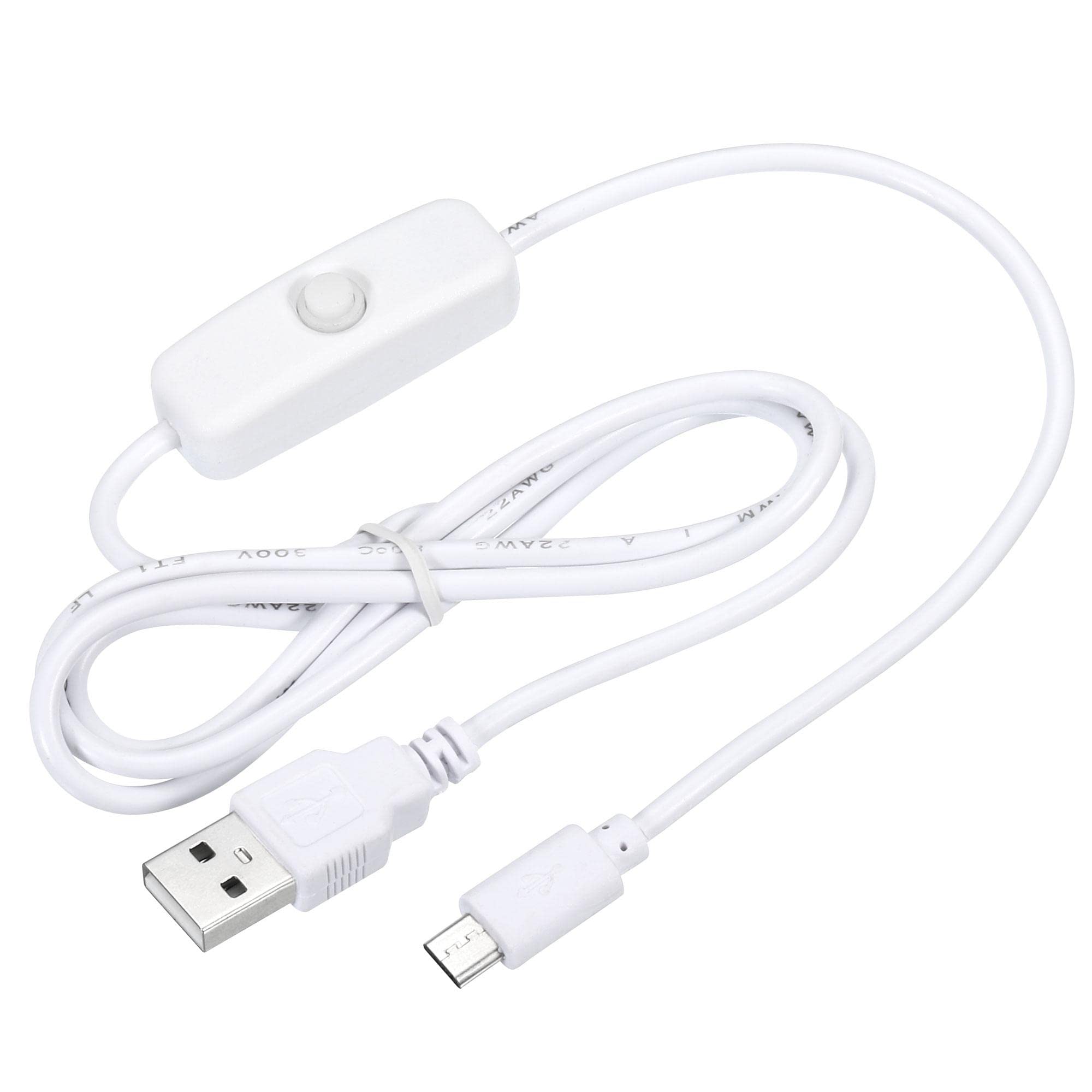 Photo 1 of MECCANIXITY USB Cable with 501 ON/Off Switch, USB Male to Micro USB Male Power Cable 100cm for Digital Equipment LED Desk Lamp LED Strip White Pack of 2
