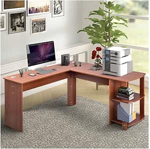 Escritorio en Forma de L para Oficina - Estantería de Almacenamiento