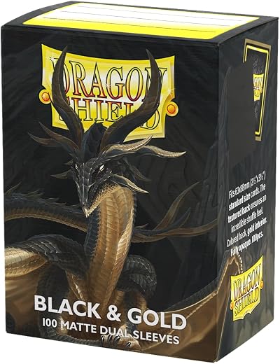 Dragon Shield Matte Dual Black & Gold Sleeves - 100 standard size