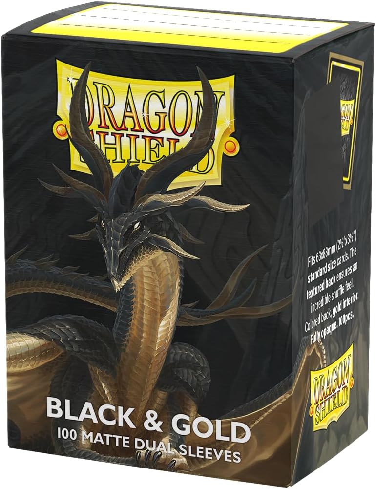 Dragon Shield Matte Dual Black & Gold Sleeves - 100 standard size