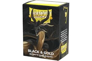 Dragon Shield | Matte Dual Standard Size Card Sleeves | 100ct - Smooth & Tough Premium TCG Sleeves - Compatible with Pokemon, One Piece, and Magic: The Gathering | Black & Gold