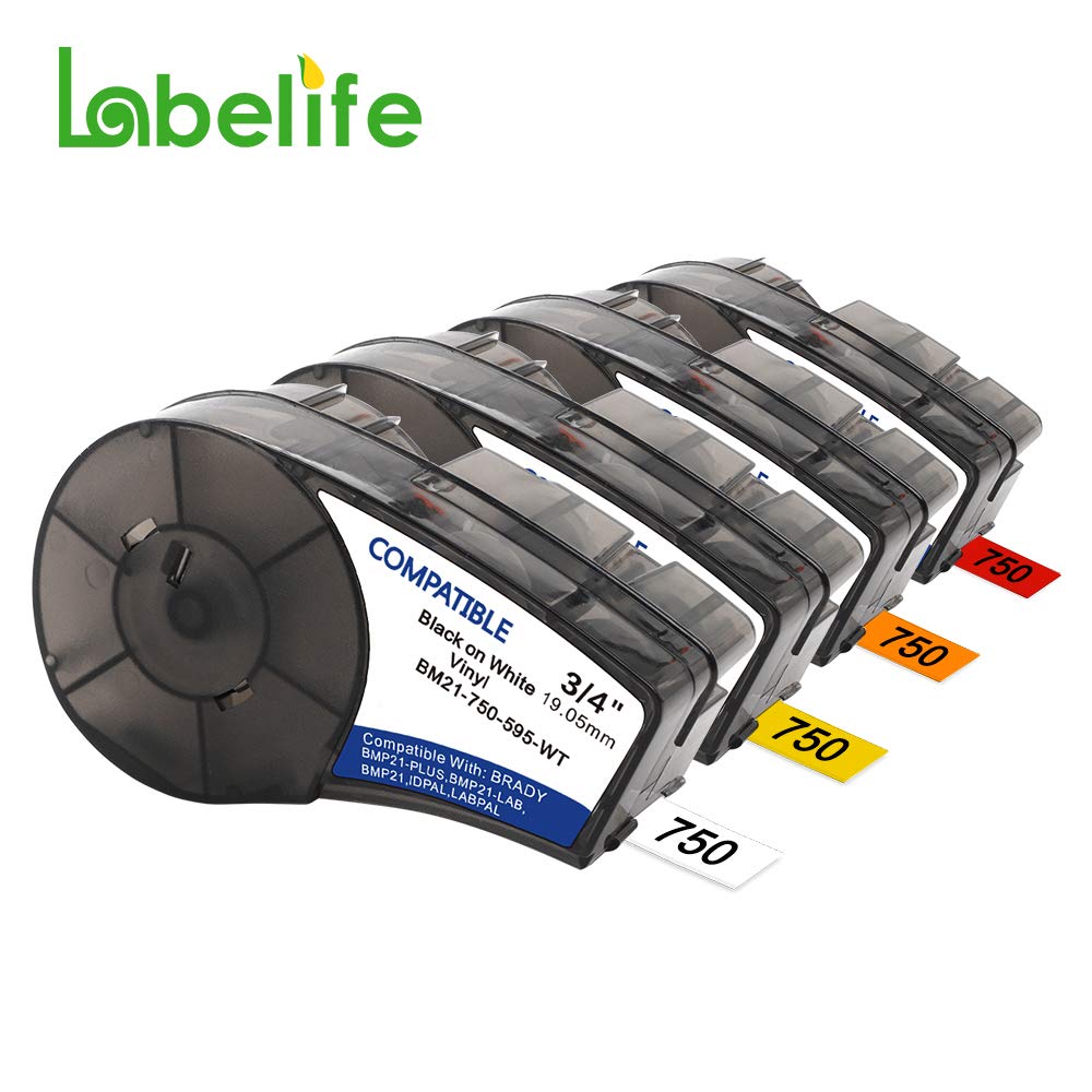 Amazon.com: Labelife Compatible Label Tape Replacement for Brady M21-750-595-WT/YL/OR/RD, BMP21 ...