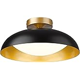 kudos Flush Mount Ceiling Light, 16-inch LED Ceiling Light Fixture, Black and Gold Finish, 24W 2400lm Light Fixtures for Livi