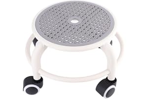 Low Stool with Universal Wheels, Short Dolly Stool for Siting on Dorm Bedroom Bathroom, Plastic Movable Ottoman Footstool for