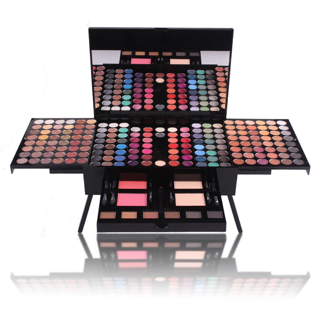 JasCherry 180 Colors Mix of Matte and Shimmer Eyeshadow, Blusher, Powder Foundation and Eyebrow Palette Make up Set Kit - Ideal Eye shadow Make Up Cosmetic