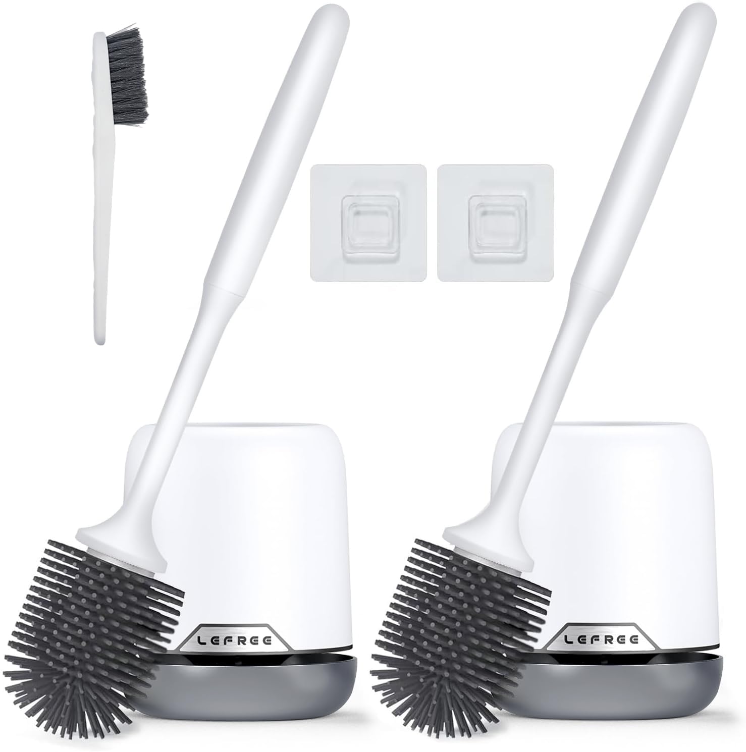 Photo 1 of **FOR PARTS ONLY/ DAMAGED (BROKEN)** Lefree 2 Pack Silicone Toilet Brush Set with Ventilated Holder, Floor Standing & Wall Mounted Toilet Scrubber