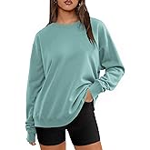 BONITEE Women's Oversized Crewneck Sweatshirts Casual Long Sleeve Lightweight Pullover 2026 Trendy Soft Loose Fit Shirts