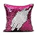 BeneU 16 x 16 inch Double Colors Reversible Sequin Mermaid Pillow Cover, Glitter Sofa Cushion Case - Rose red & Silver