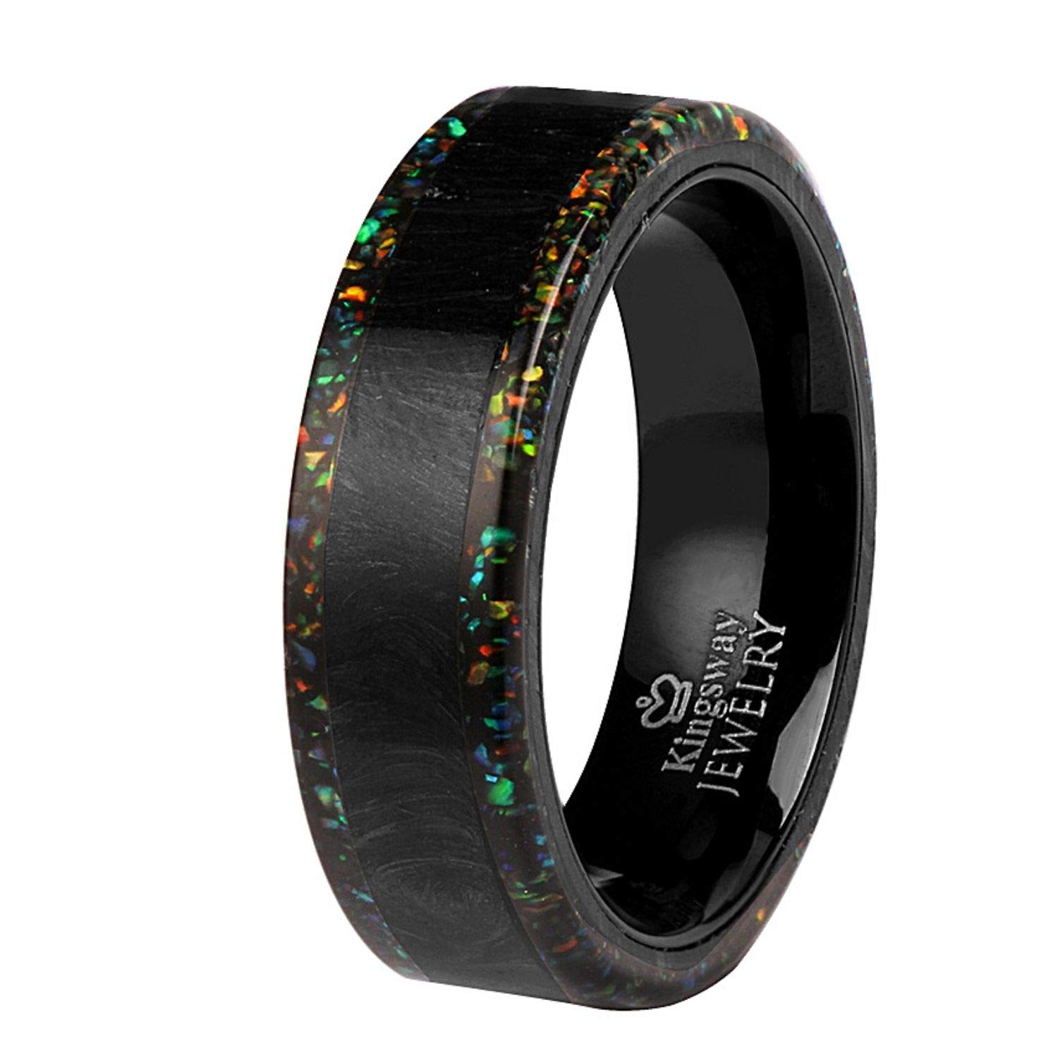 Forged Carbon Fiber Opal Ring - Carbon Fiber Ring - Opal Rings for Women - Opal Rings for Men - Opal
