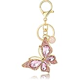 INFUPNET Butterfly Keychain for Women Fashion Cute Initial Letter Key chain Pink Keychain Charms for Backpack Handbag Purse