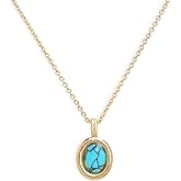 Jean Beau Gold Stone Pendant Necklace for Women, Dainty Oval Gemstone Dangle Necklaces Wedding Prom Fashion Jewelry Gift