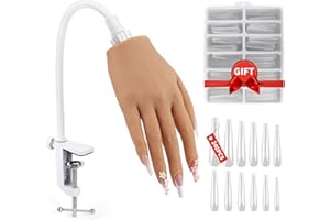 LIONVISON Practice Hand for Acrylic Nails, Silicone Nail Hand Practice, Flexible Fingers Fake Training Hand False Mannequin Hands for Nail Practice, Hand Model Kit for Nail Supplies Manicure Beginners